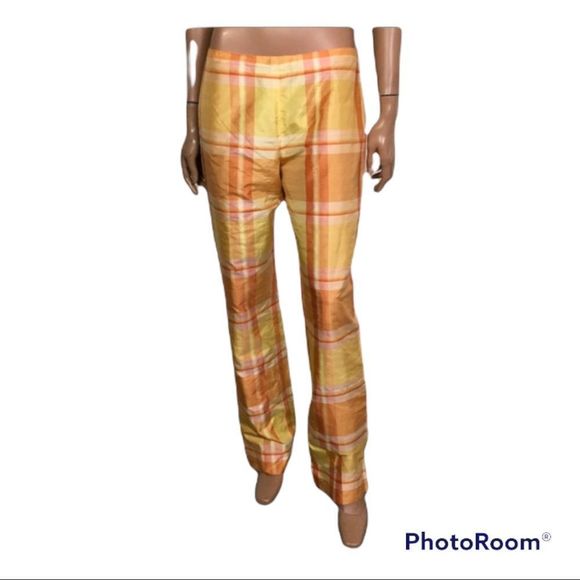 Ralph Lauren Black Label Pants - Ralph Lauren Black Label Pastel Plaid Silk Pants 8